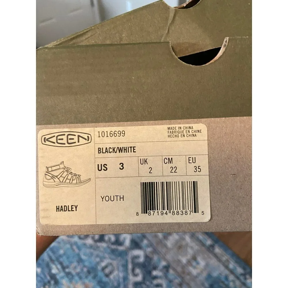 Keen | Hadley‎ Fisherman Sandals Black/White 1016699 Sz 3 Youth